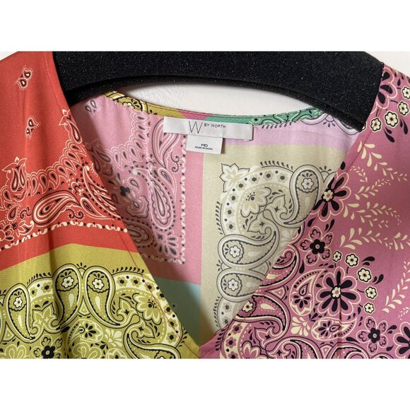 W By Worth Womens Blouse Dress Multicolor Rainbow Floral Size M - Picture 4 of 10